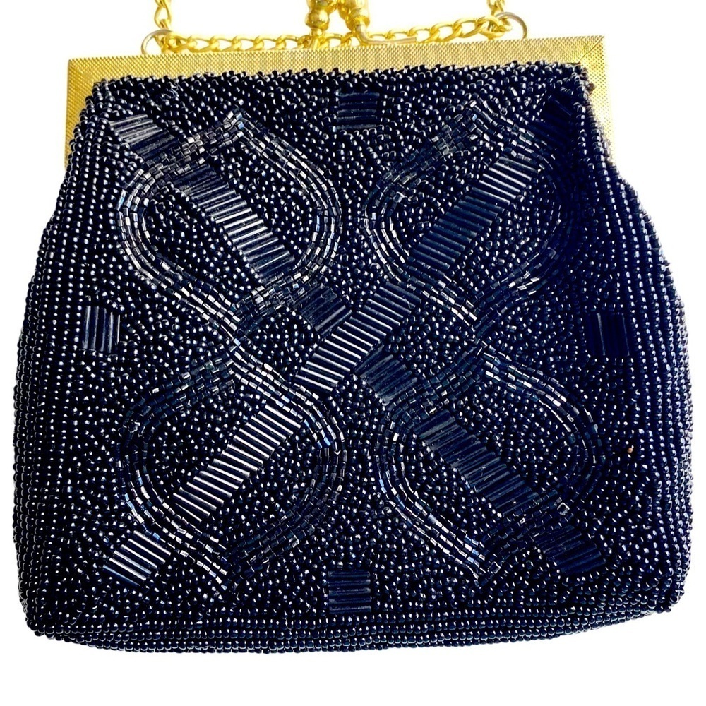 Vintage Black Beaded Mini Shoulder Purse​